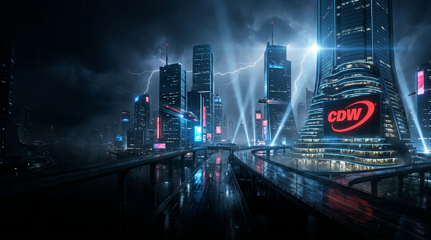 Dramatic futuristic city scene